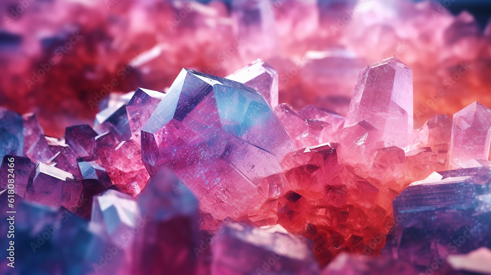 Amazing bright and shiny Cobaltocalcite crystal cluster background. Jewel mineral detailed macro. Ge