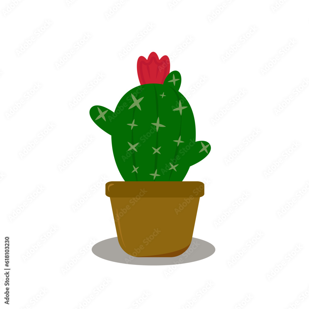 A flowering cactus in a pot. Vector illustration.