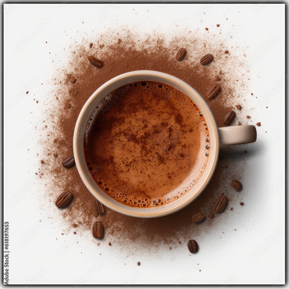 Cup of hot chocolate isolated. Illustration AI Generative.