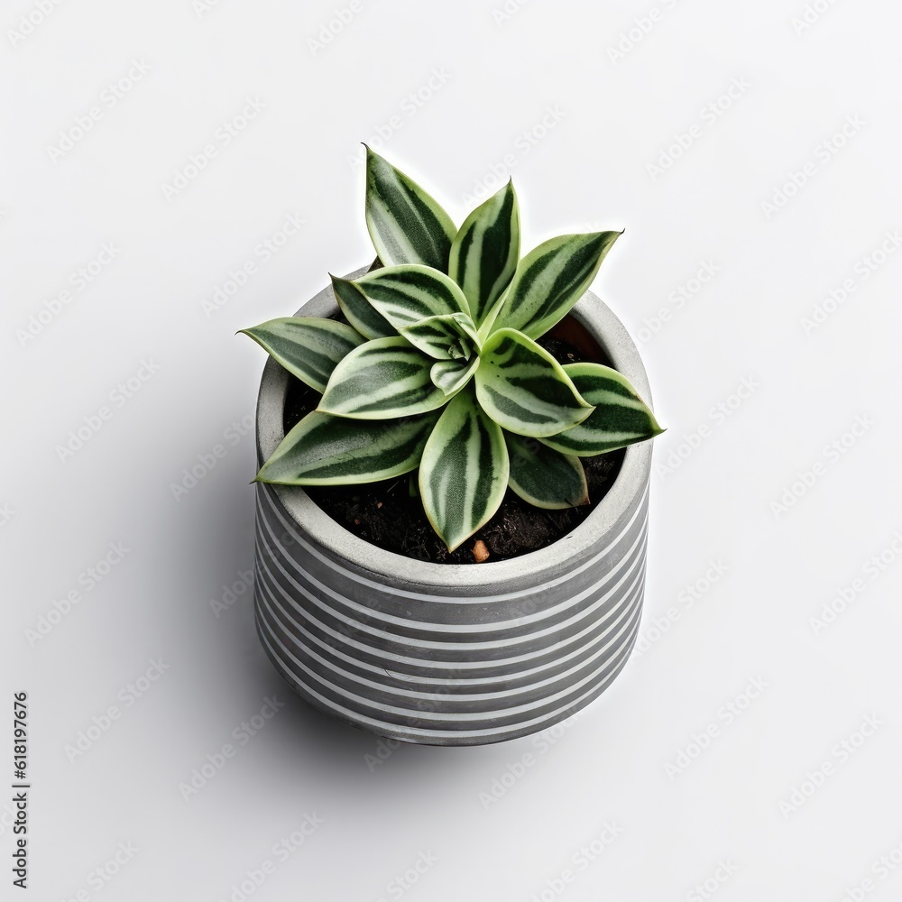 Small succulent in a pot isolated. Illustration AI Generative