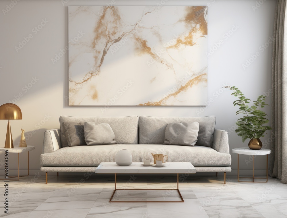 Modern living room interior. Illustration AI Generative.