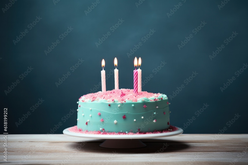 Birthday cake. Illustration AI Generative.