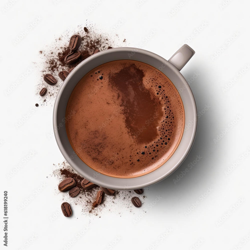 Cup of hot chocolate isolated. Illustration AI Generative.