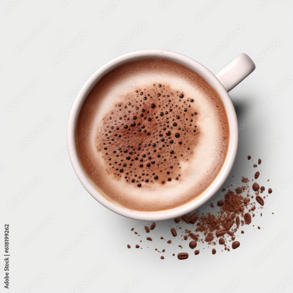 Cup of hot chocolate isolated. Illustration AI Generative.