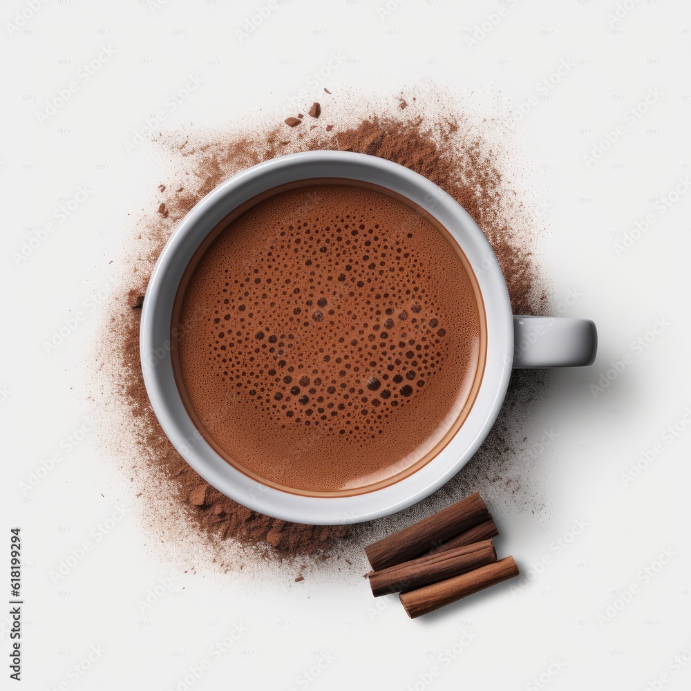 Cup of hot chocolate isolated. Illustration AI Generative.