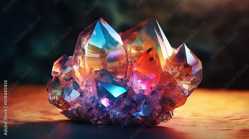 Amazing bright and shiny Luz Opal crystal cluster background. Jewel mineral detailed macro. Generati