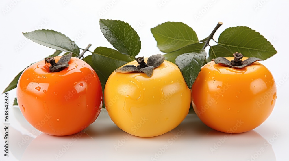 Ripe juicy sweet persimmons, Fresh organic persimmons.