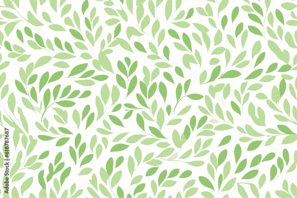 Green and white leaf wallpaper, vector seamless pattern background