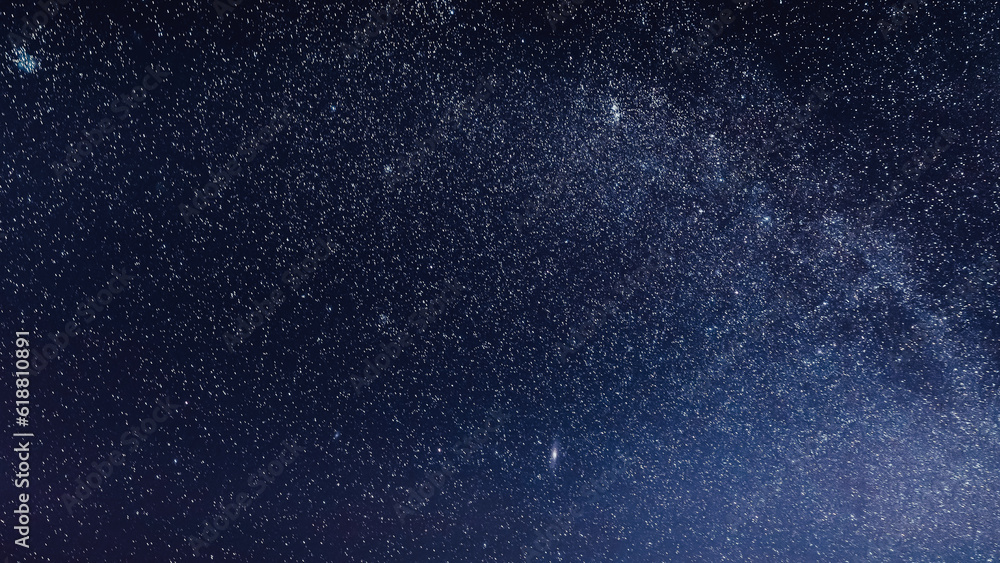 Peak Of Mount Covered With Snow. Amazing Bright Starry Sky Above Mountain Nature Landscape. Glowing 