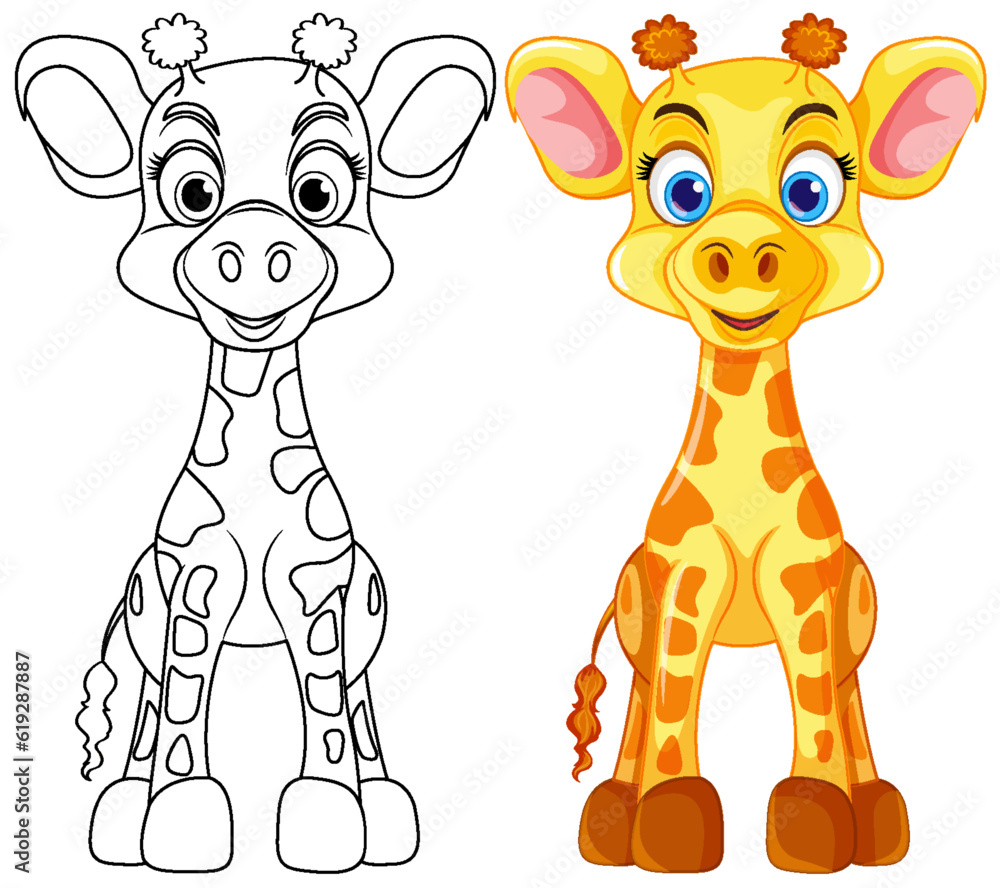 Coloring Page Outline of Cute Giraffe