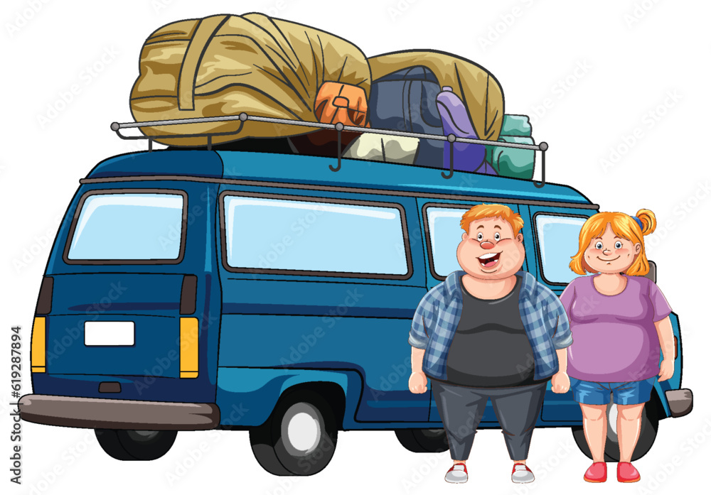 Travel van with overweight couple