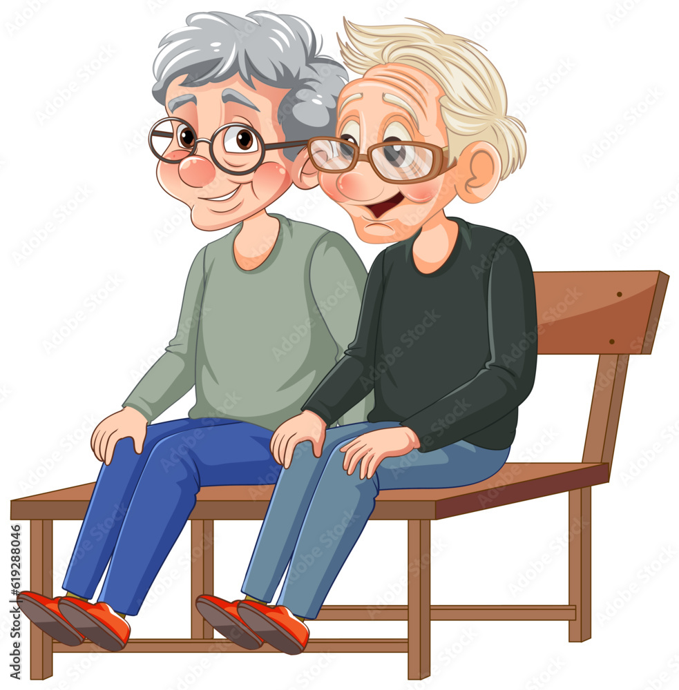 Old Couple Sitting on Bench Together