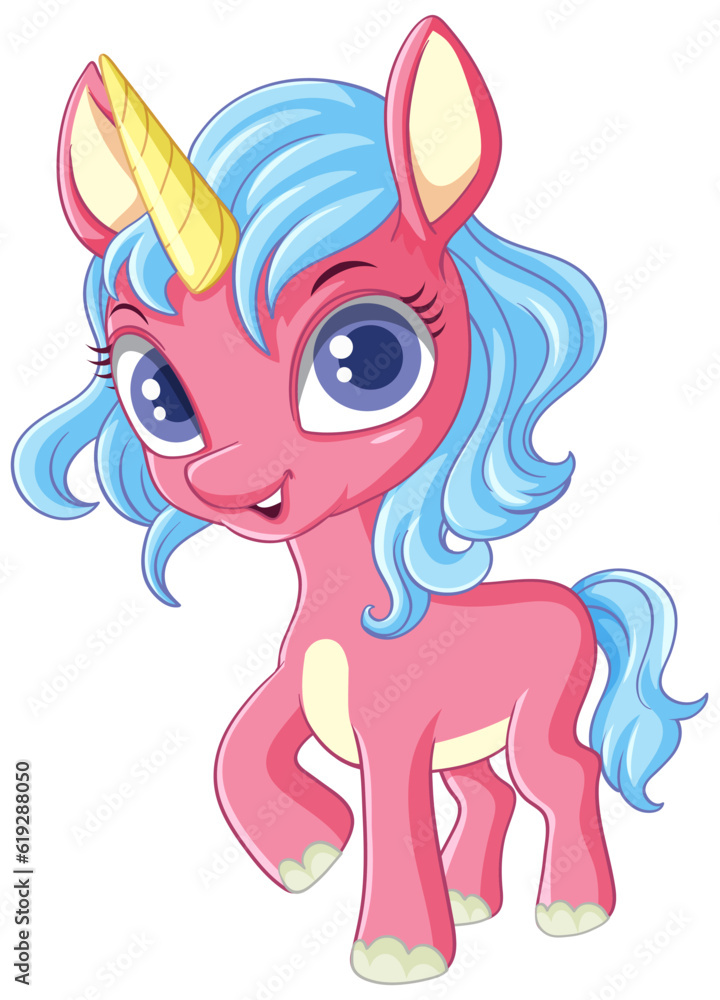 Pink Unicorn with Blue Mane