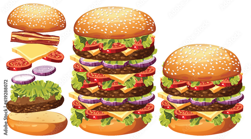 Cheese hamburger cartoon isolated