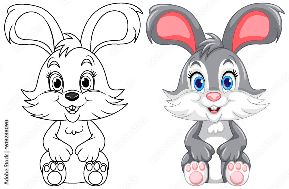 Coloring Page Outline of Cute Rabbit