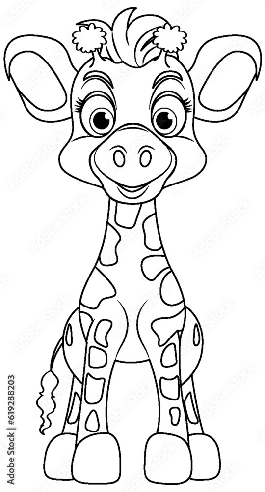 Coloring Page Outline of Cute Giraffe