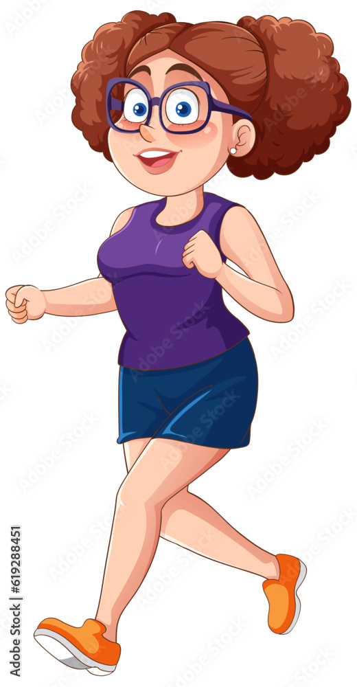 Chubby Woman Running Exercise