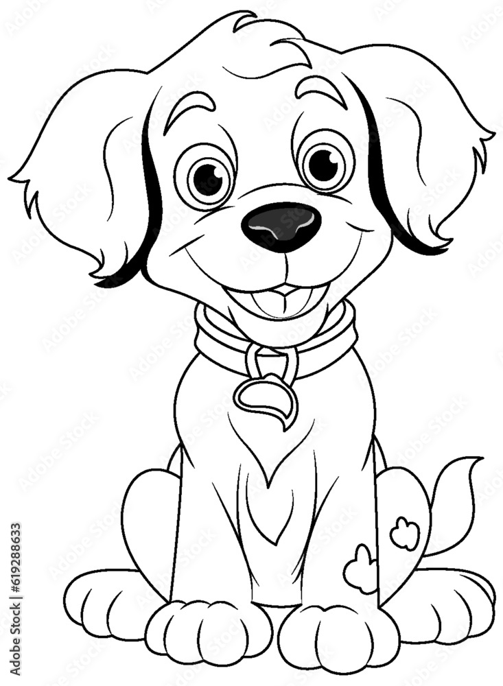 Coloring Page Outline of Cute Dog