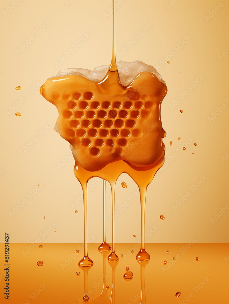 Honeycomb, beeswax, honey, honey bees, honey, honeycomb, bee, in the style of liquid