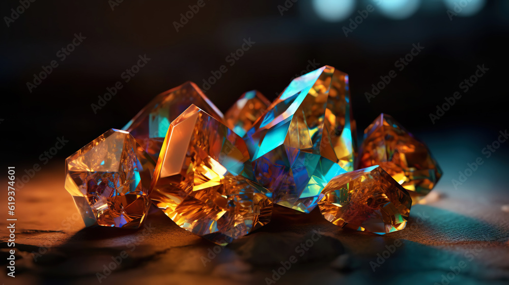 Amazing bright and shiny Luz Opal crystal cluster background. Jewel mineral detailed macro. Generati