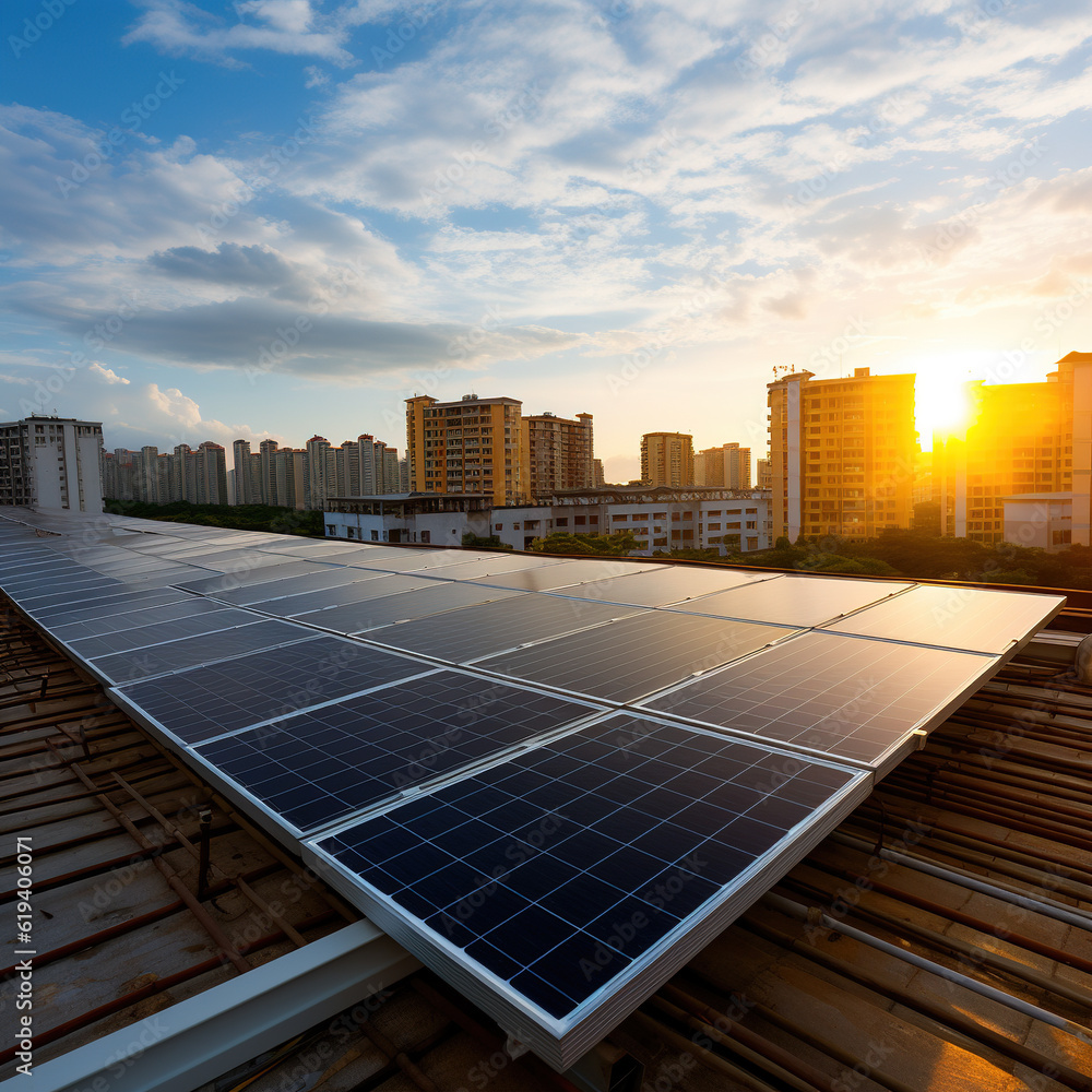 Solar electric light board and urban architectural landscape