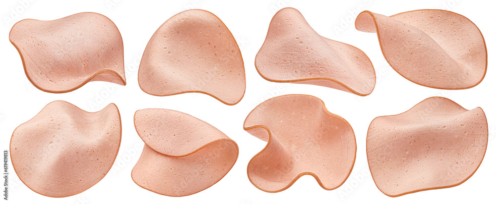 Sausage slices isolated on white background