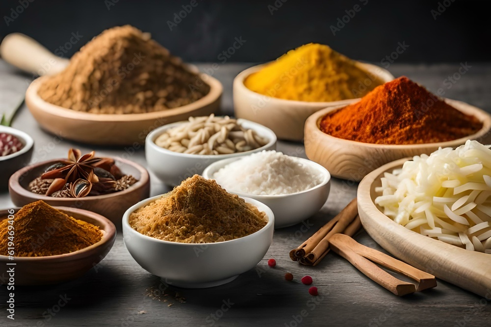 Spices in a white bowl - AI Generated