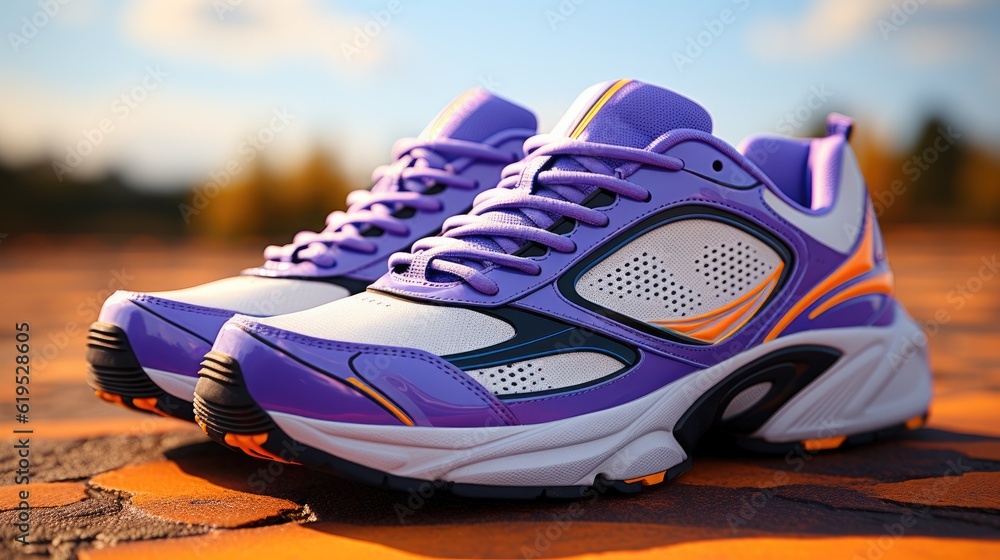 Stylish 3d render of modern running shoes.