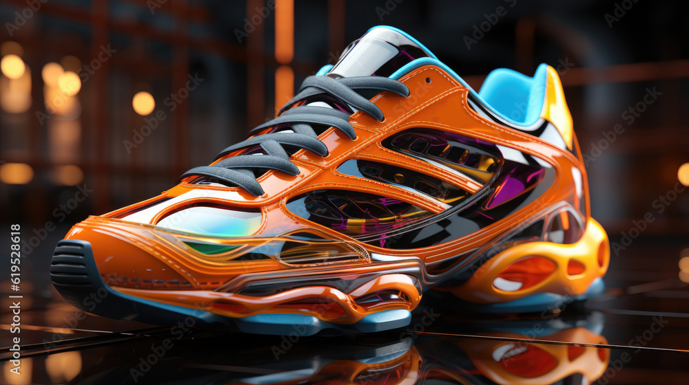 Stylish 3d render of modern running shoes.