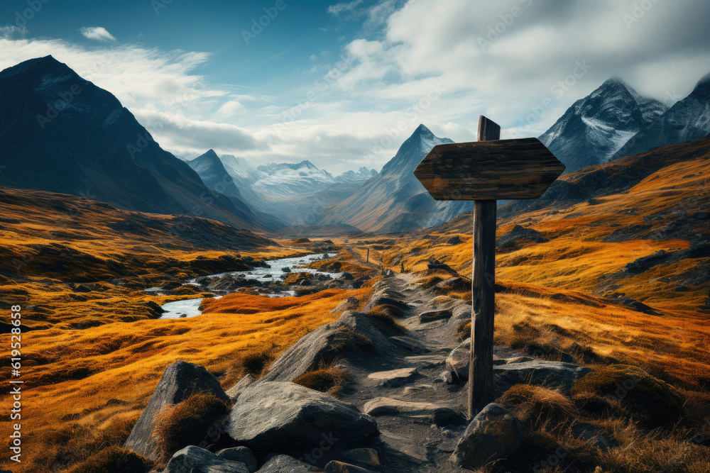 Natural landscape and dirt road, Road to the mountains.