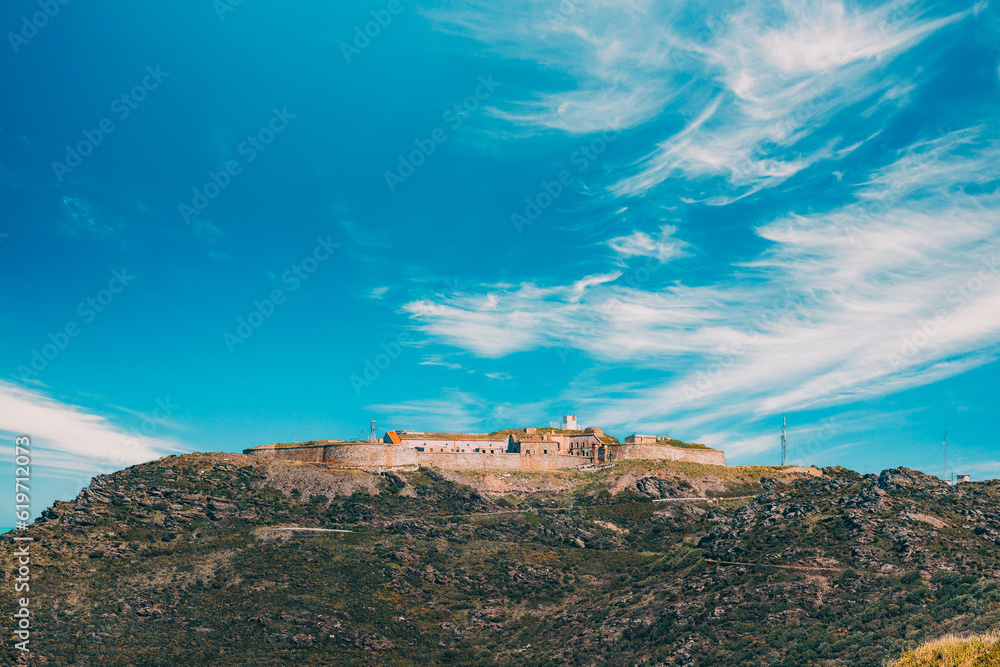 Collioure, France. Fort Bear In Sunny Spring Day. Old Fortress.