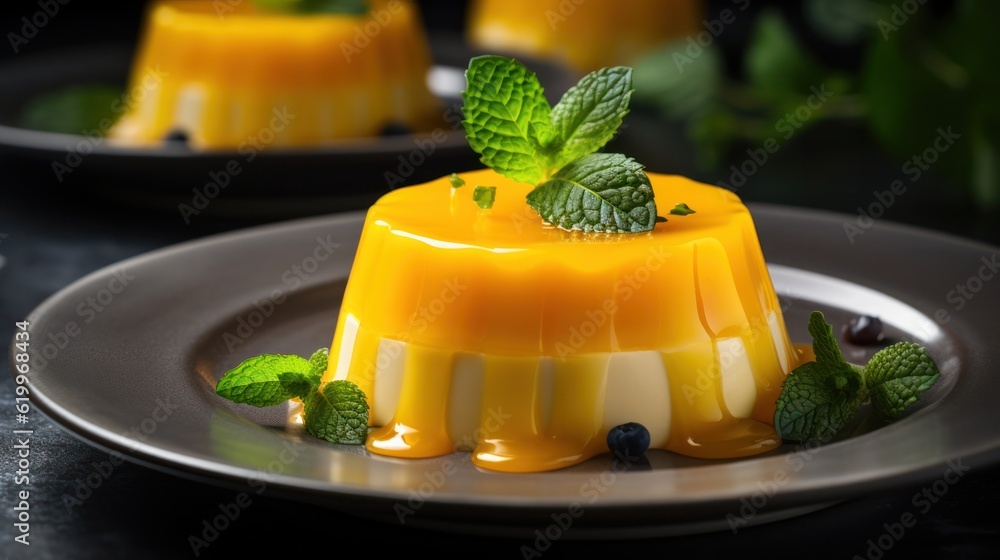 Mango panna cotta. Illustration AI Generative.