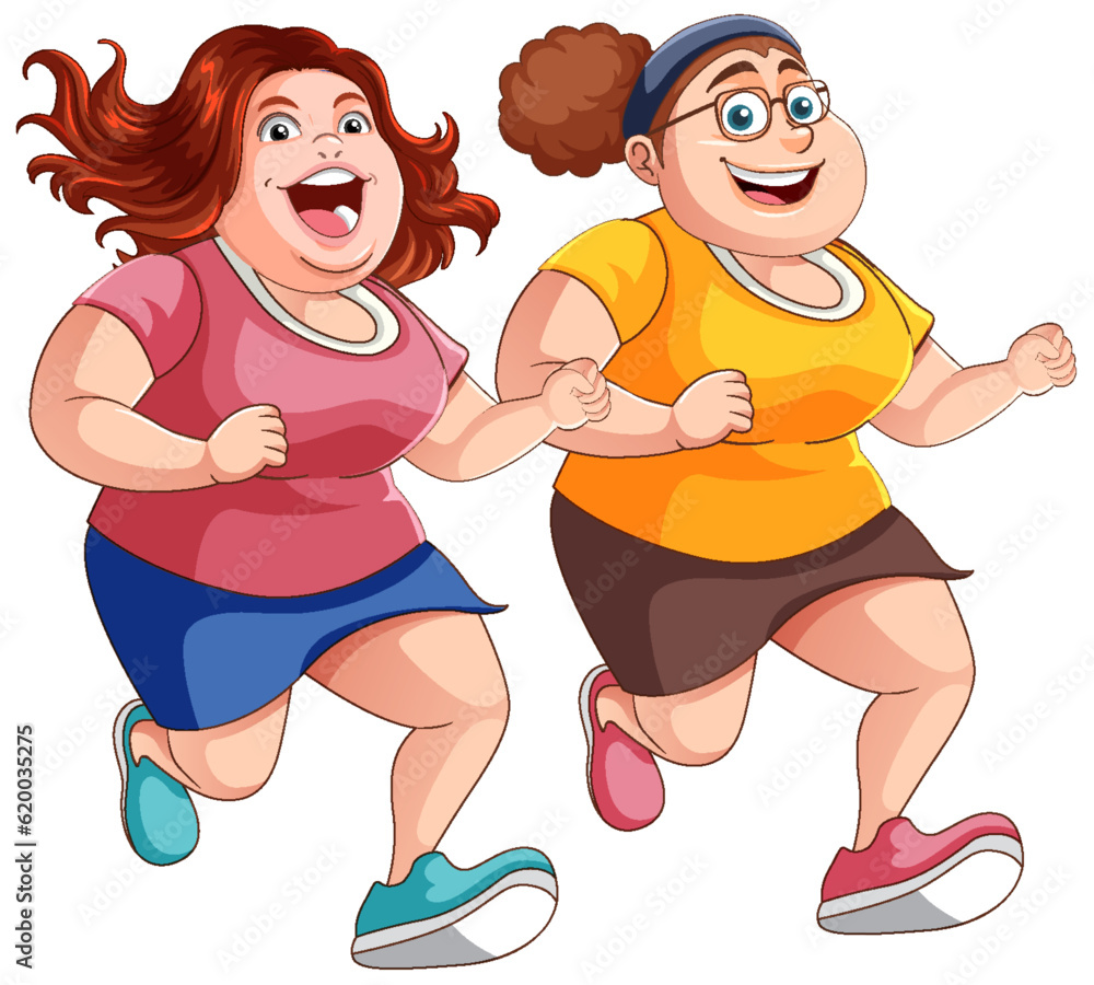 Two Chubby Women Running Together