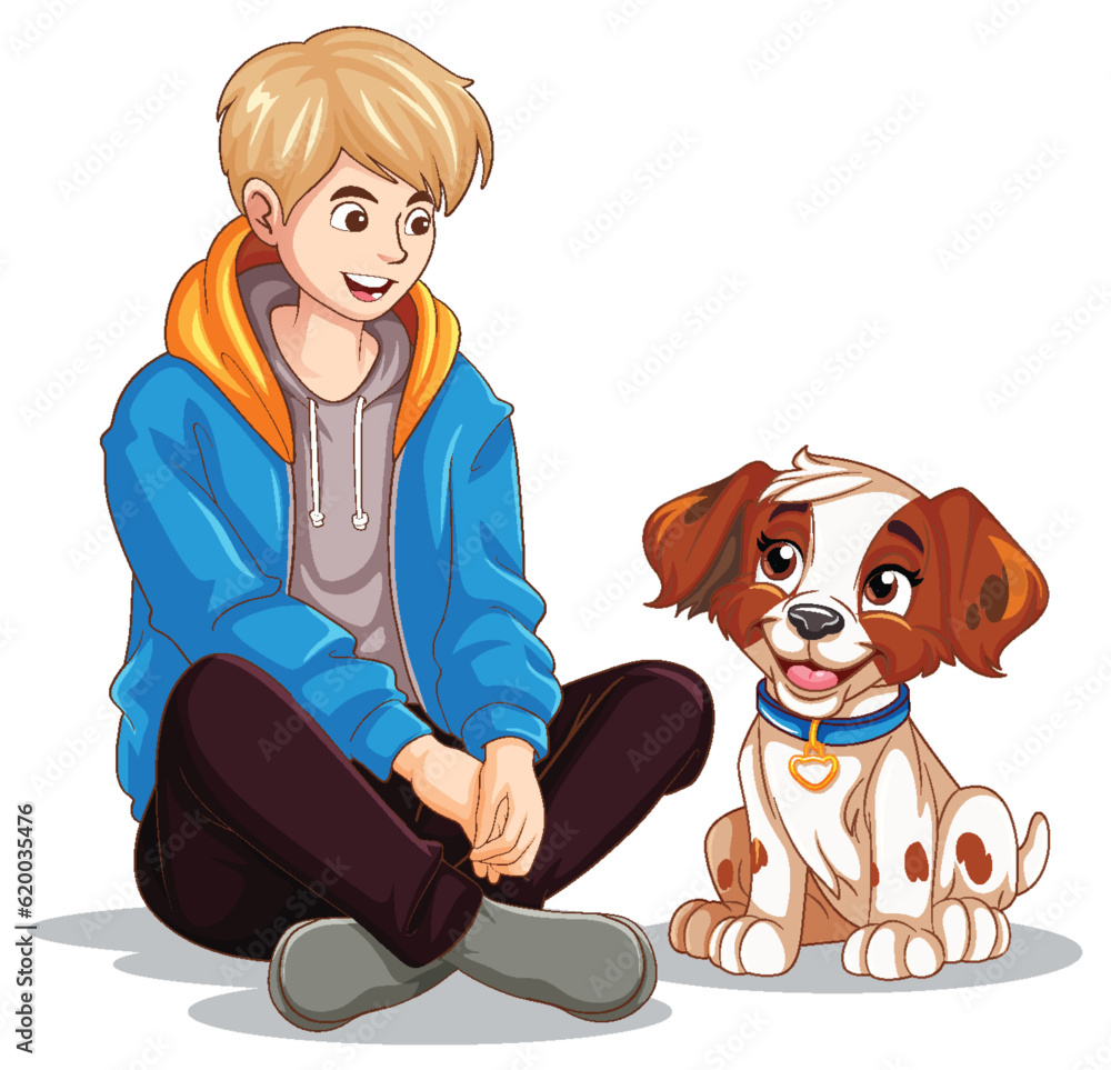 Teenage Boy with His Dog