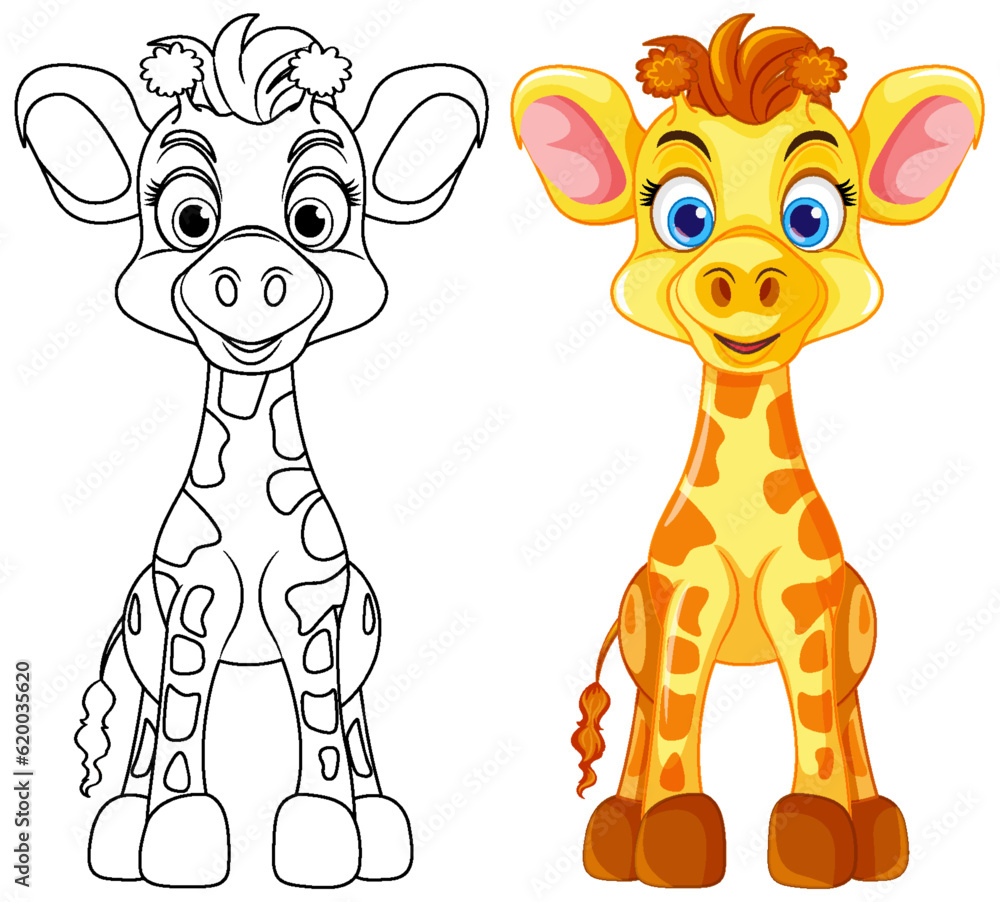 Coloring Page Outline of Cute Giraffe