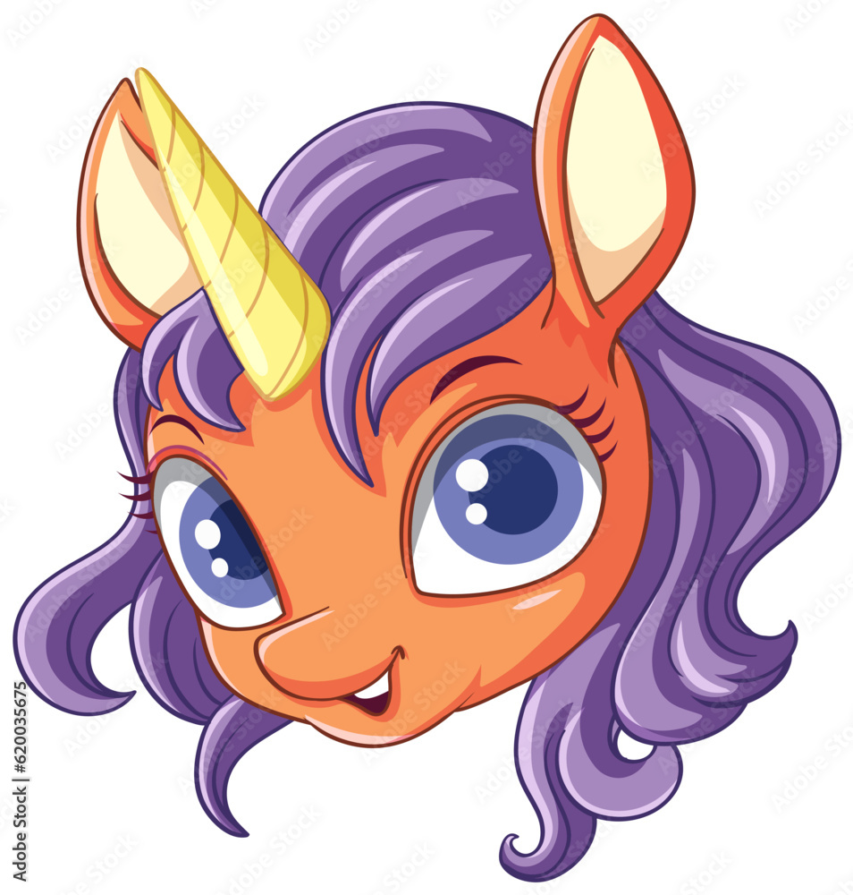 Orange Unicorn with Purple Mane Vector