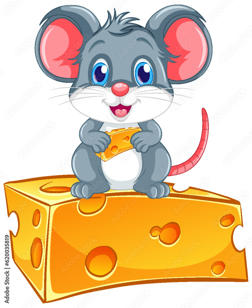 Cute Mouse with Big Cheese