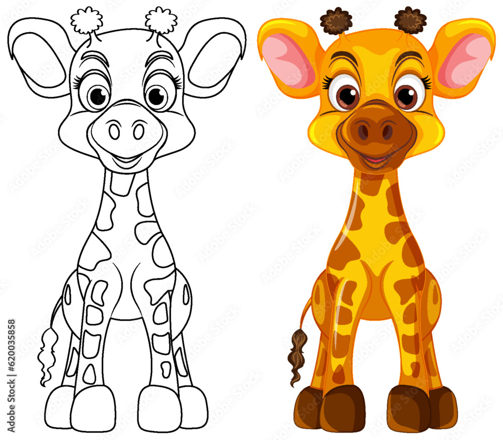 Coloring Page Outline of Cute Giraffe