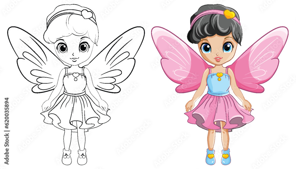 Cute Fairy Girl for Coloring