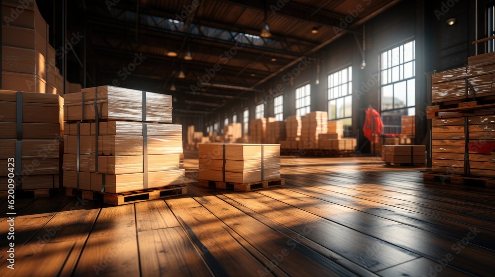 Distribution warehouse, Delivery concept. Boxes on pallet in the warehouse.