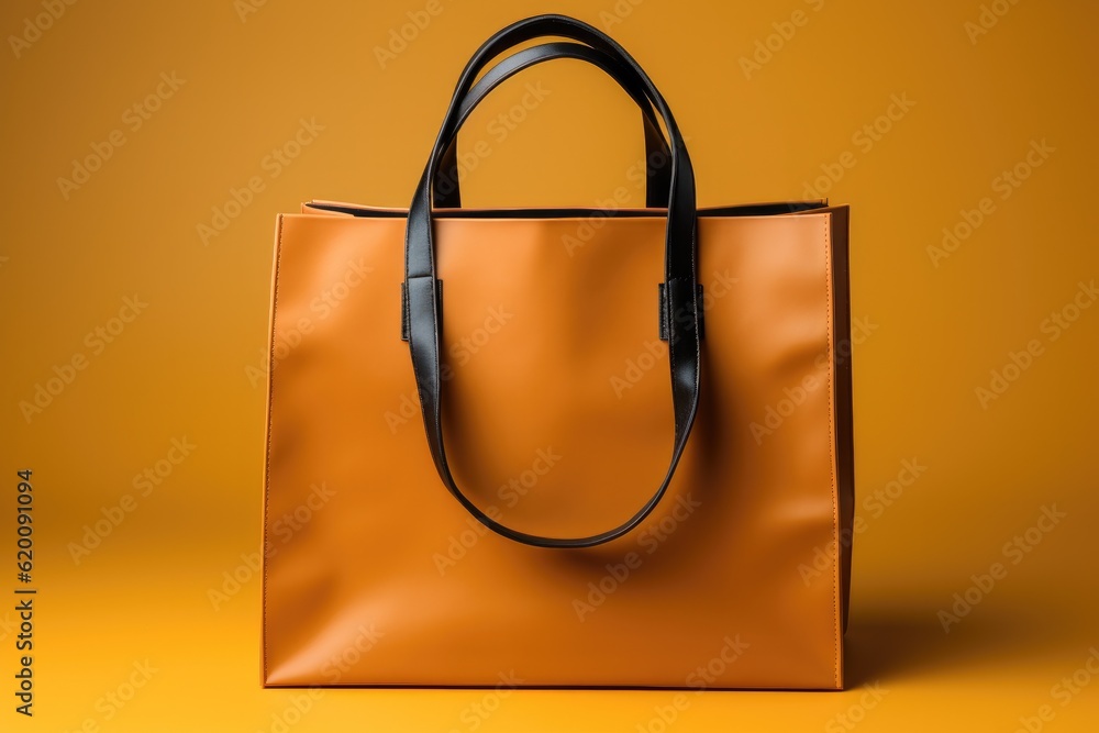 Shopping bag on yellow background.