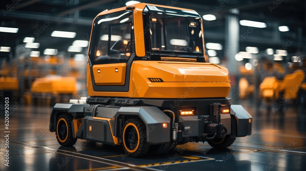 Automated guided vehicle Is a delivery vehicle warehouse in logistic center.