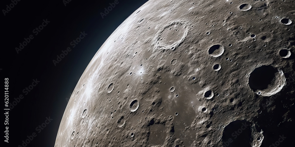 Moon surface with craters and space background. Universe beauty. Generatie AI