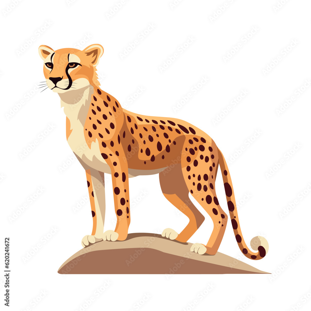 African cheetah isolated on white background. Vector stock