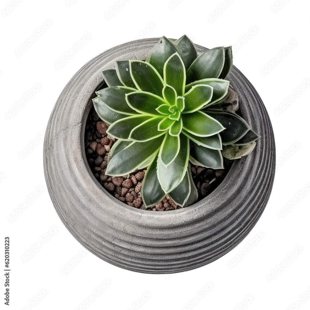 Small succulent in a pot isolated. Illustration AI Generative