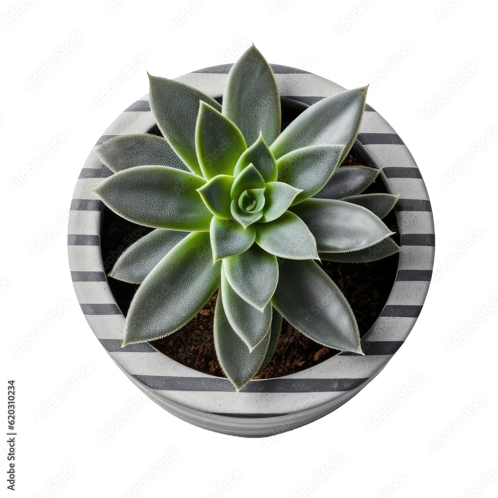 Small succulent in a pot isolated. Illustration AI Generative