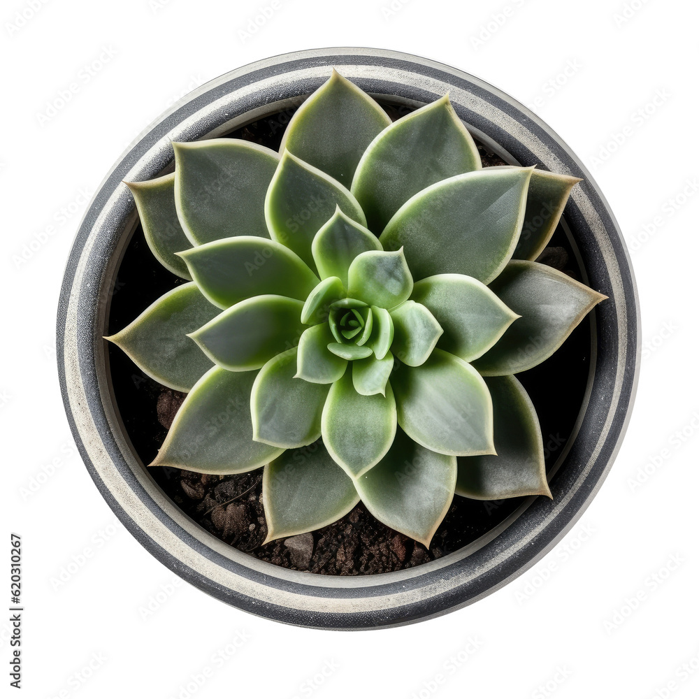 Small succulent in a pot isolated. Illustration AI Generative