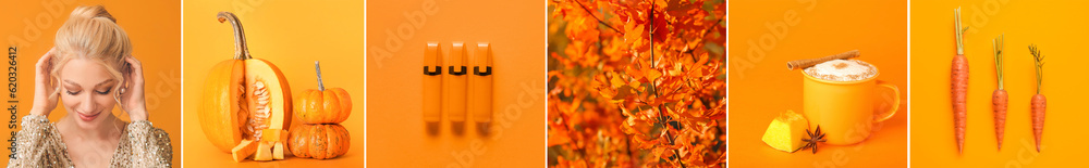 Collage of photos in orange colors