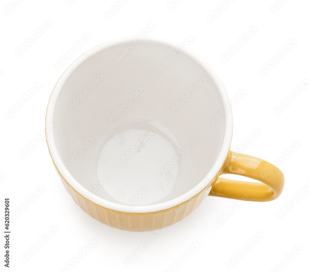 Orange cup on white background