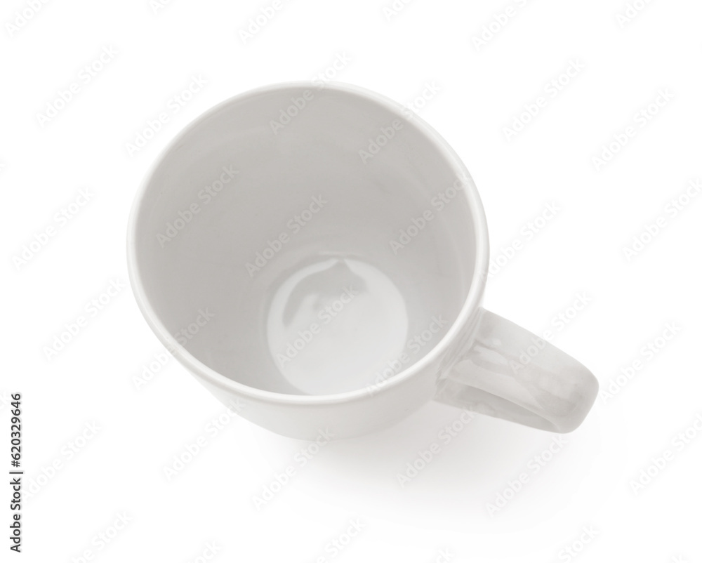 Empty ceramic cup on white background